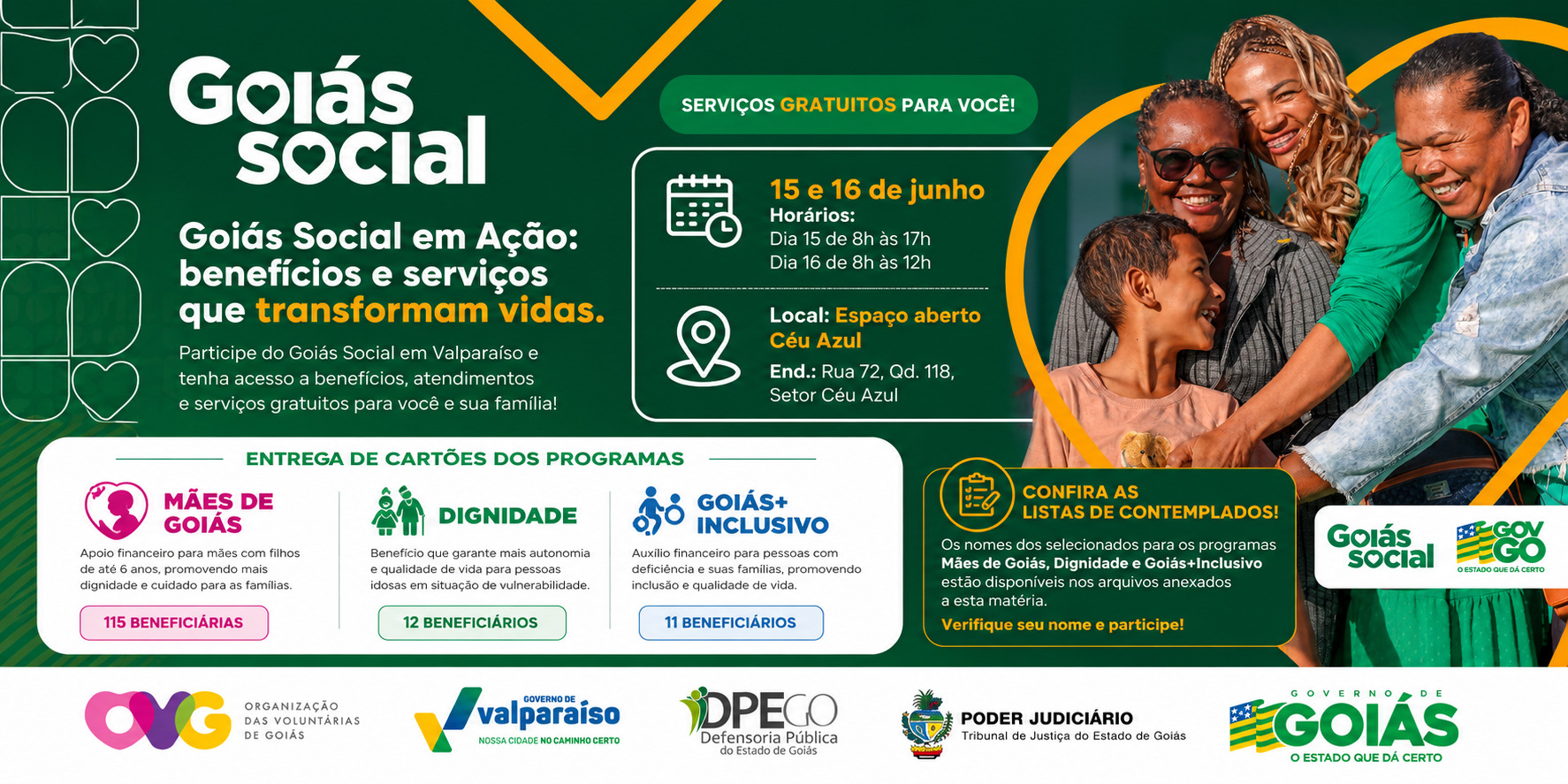 Goiás Social realiza entrega dos cartões dos programas Mães de Goiás, Dignidade e Goiás + Inclusivo em Valparaíso